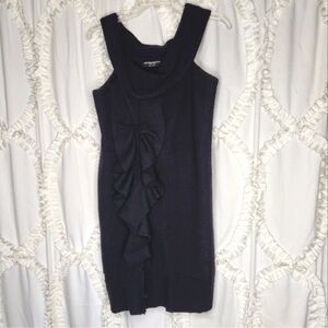 All Saints Black Mini Dress with Ruffle Detail